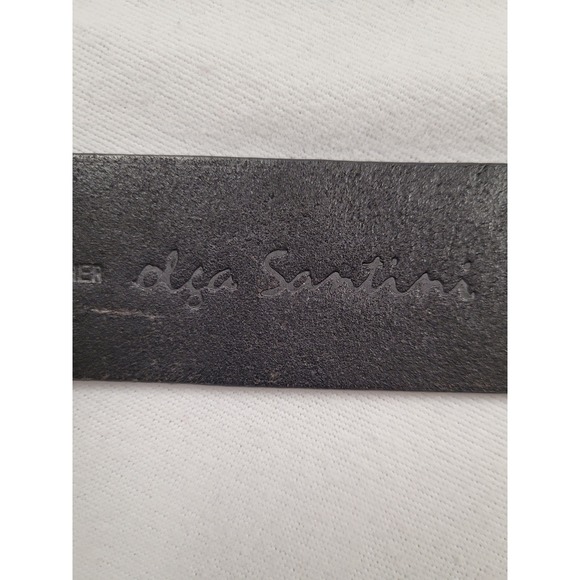 Black Leather Belt Western Boho Cowgirl Silver Buckle Olga Santini Women Sz 1X - Picture 4 of 4